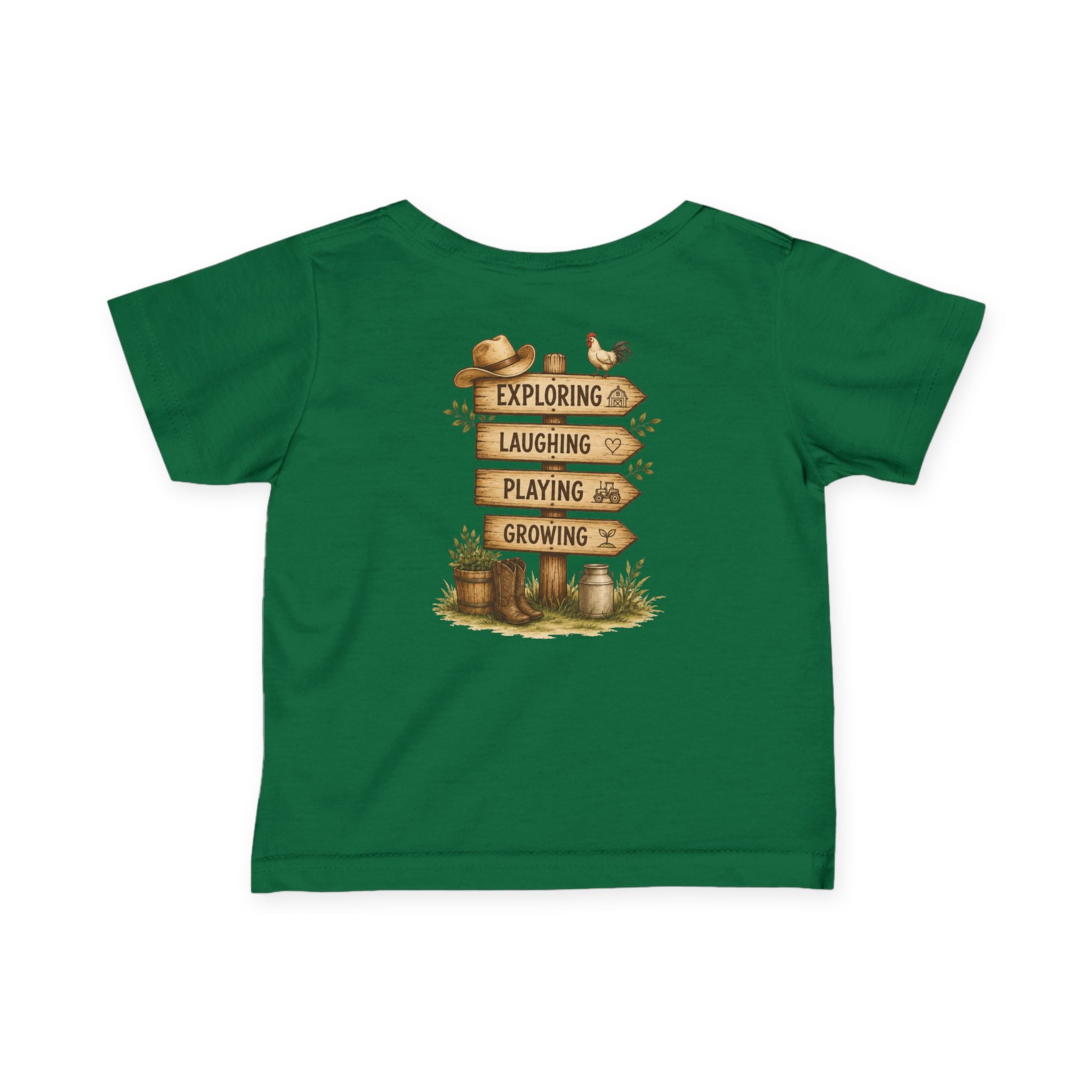 Infant Tee — “Grandkids Camp with Nonnie & Papa” Baby Shirt (Exploring, Laughing, Playing, Growing)