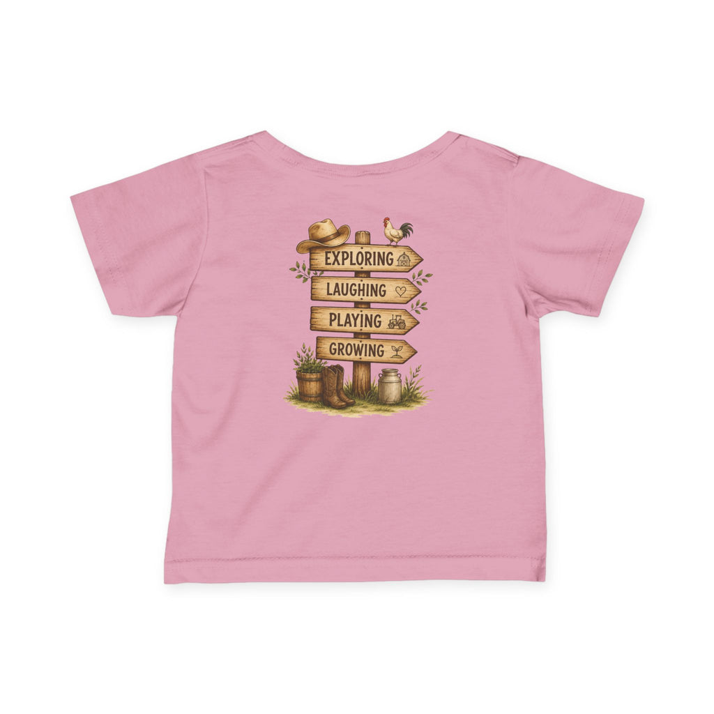 Infant Tee — “Grandkids Camp with Nonnie & Papa” Baby Shirt (Exploring, Laughing, Playing, Growing)