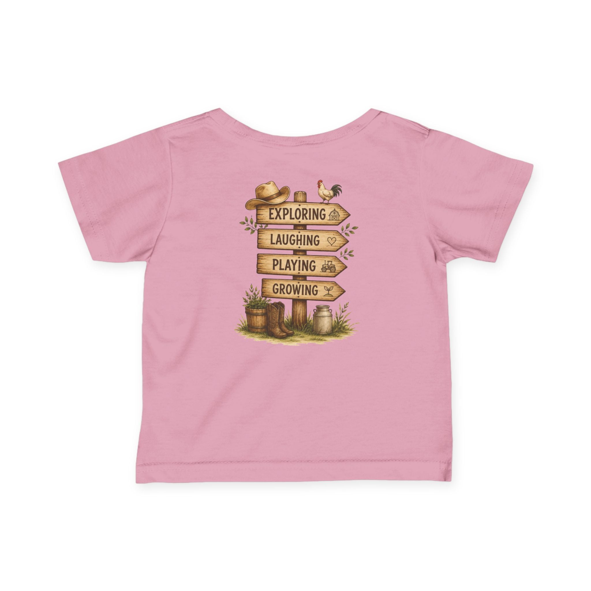 Infant Tee — “Grandkids Camp with Nonnie & Papa” Baby Shirt (Exploring, Laughing, Playing, Growing)