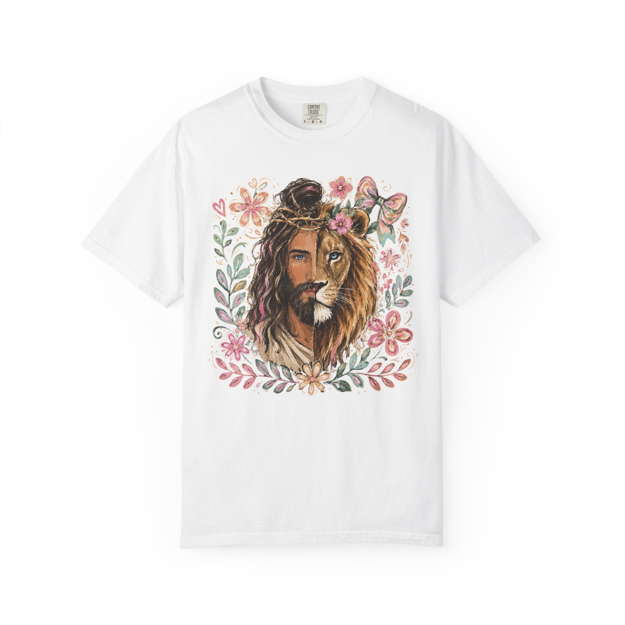 Lion of Judah T‑Shirt — Jesus and Lion Floral Faith Tee