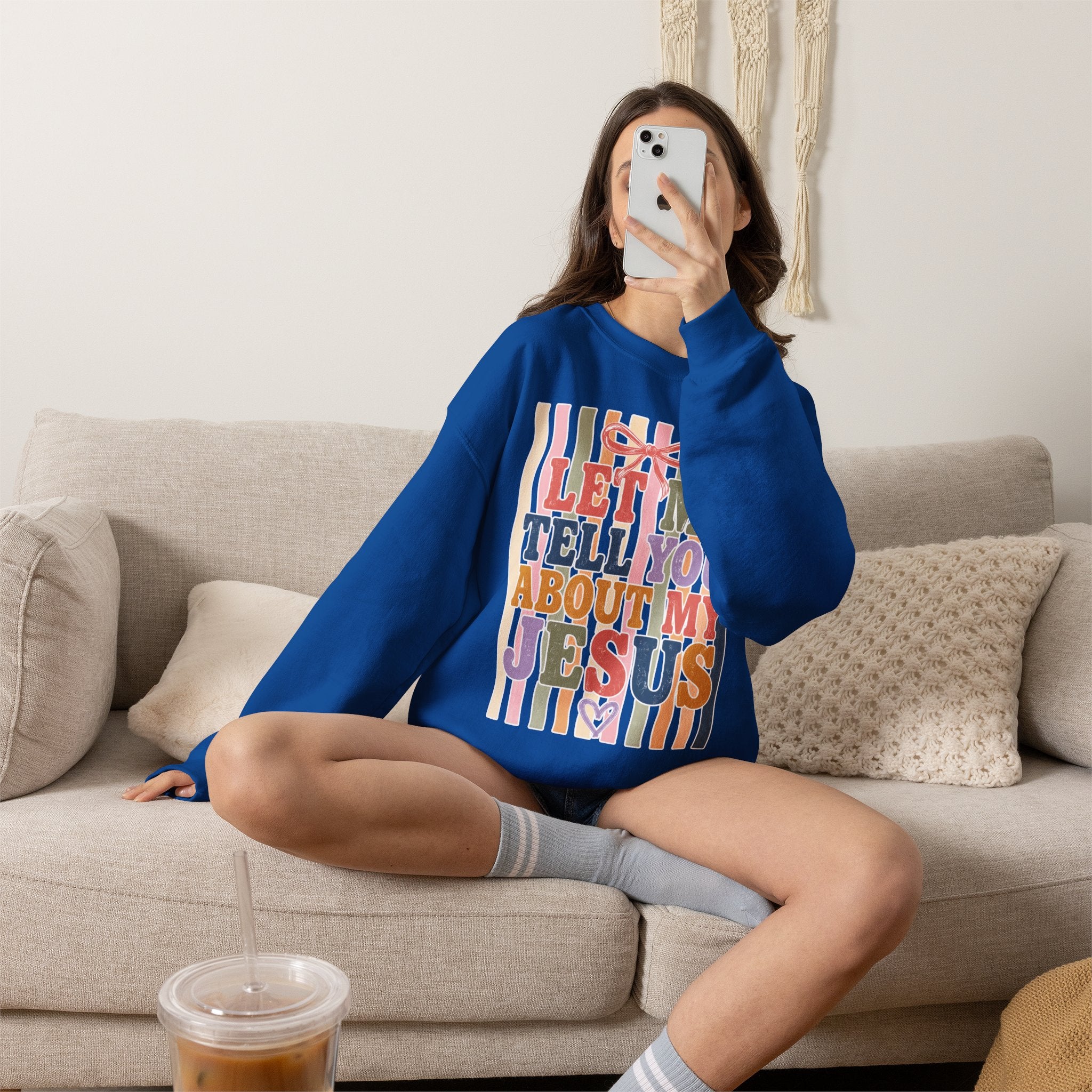 Let Me Tell You About My Jesus Sweatshirt — Colorful Christian Crewneck