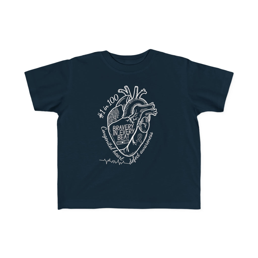 Toddler Tee — 'Bravery in Every Beat' CHD Heart Graphic