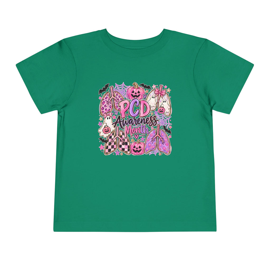 Toddler Tee — "PCD Awareness" Pink Halloween Lungs Design