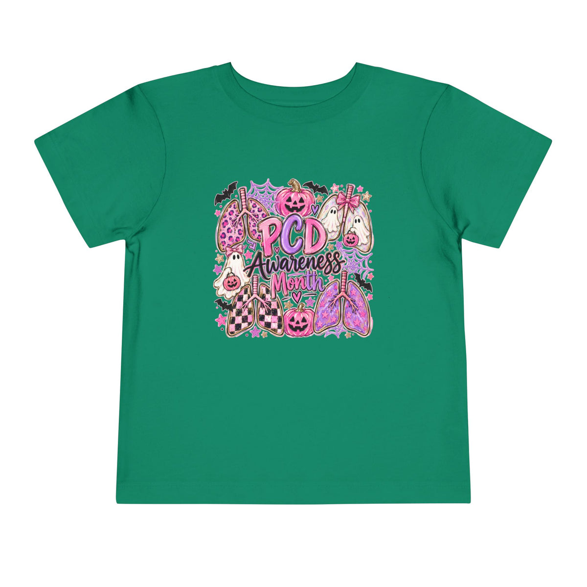 Toddler Tee — "PCD Awareness" Pink Halloween Lungs Design