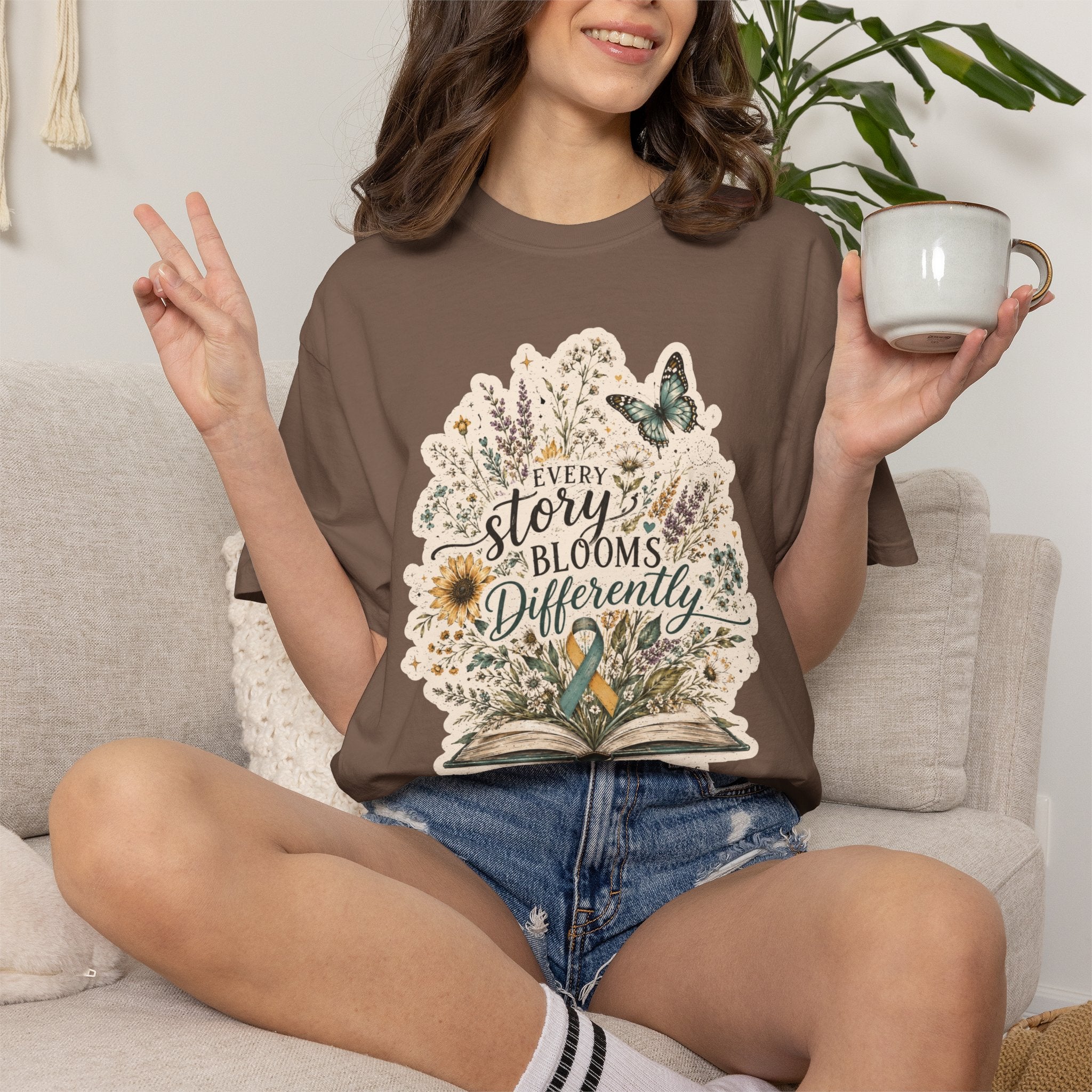 Every Story Blooms Differently T-Shirt — Spina Bifida Awareness