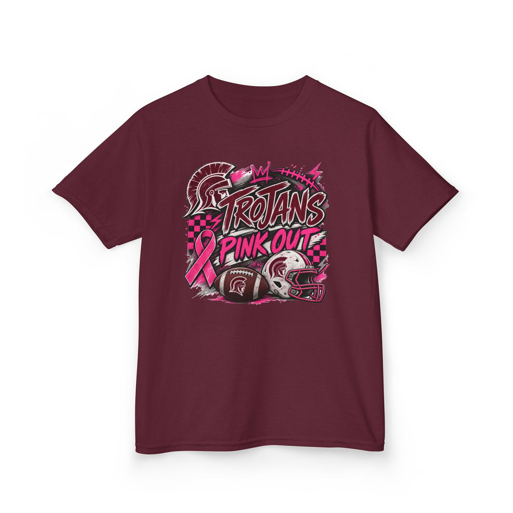 Kids T-Shirt — Trojans Pink Out Football Breast Cancer Awareness Tee