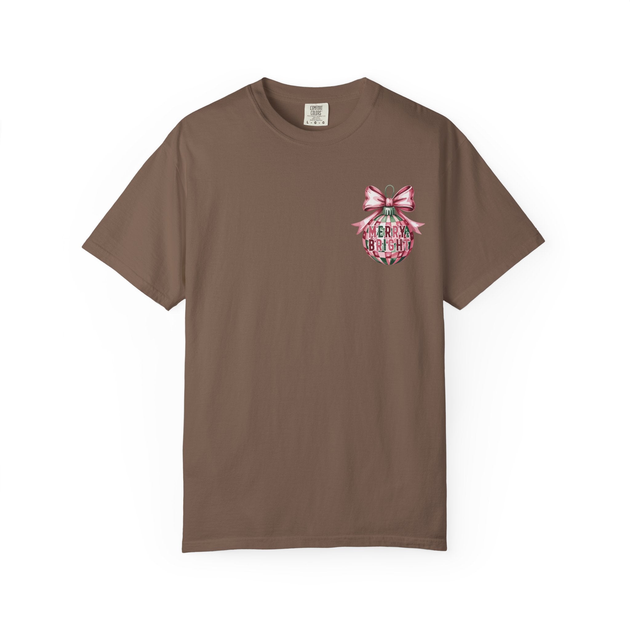 Holiday Patchwork Tee - "Merry & Bright" Graphic T-Shirt