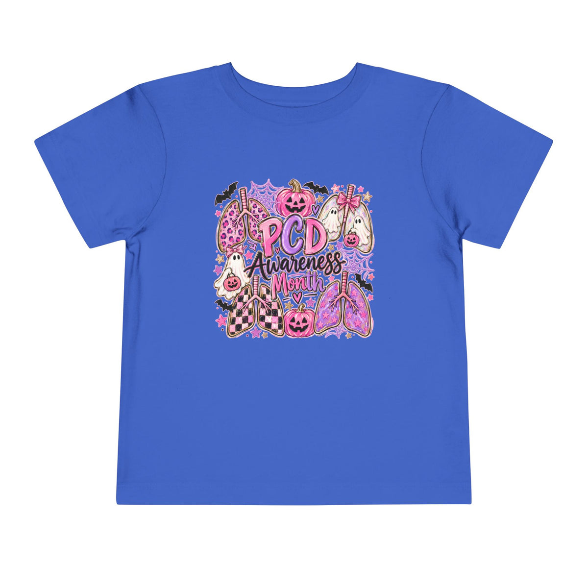 Toddler Tee — "PCD Awareness" Pink Halloween Lungs Design
