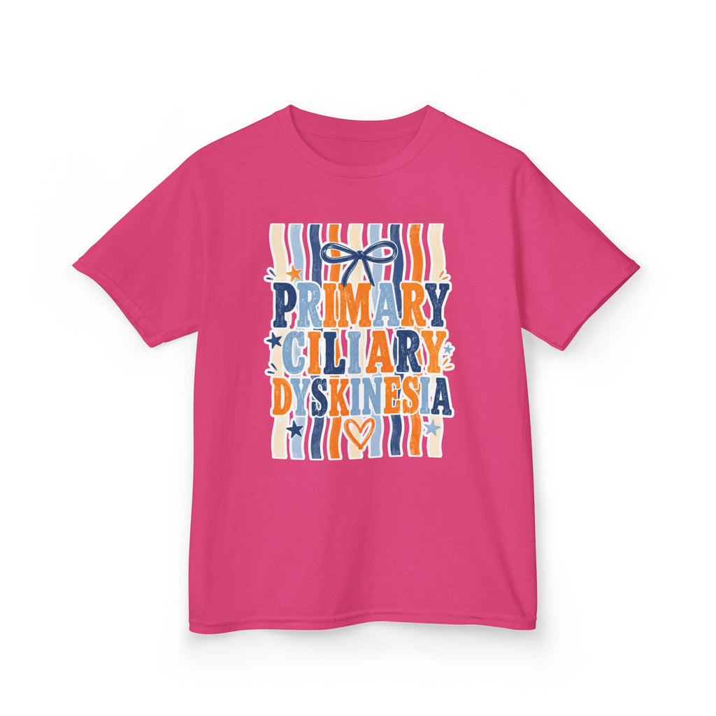 The Jentri- Primary Ciliary Dyskinesia Awareness Kids Tee — Orange & Blue Ribbon Design