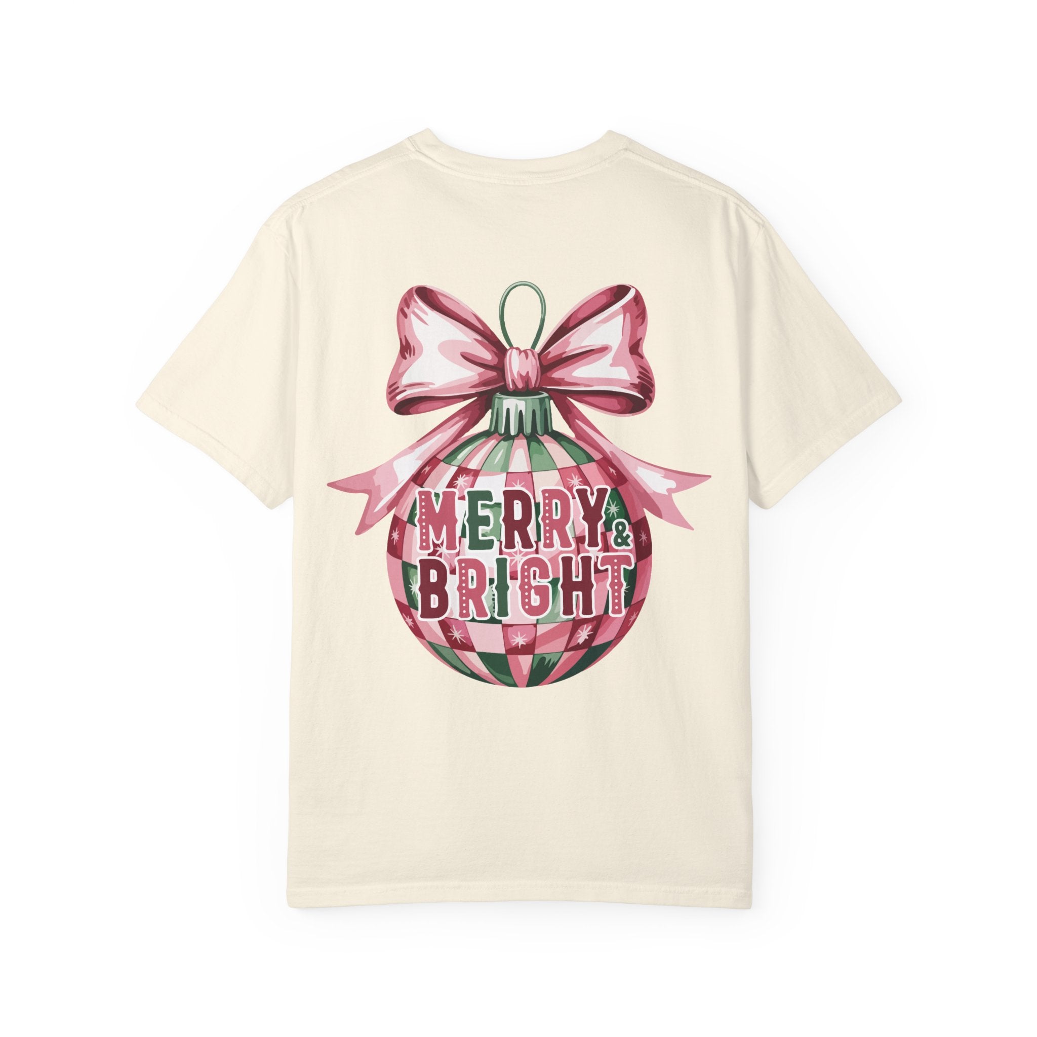 Holiday Patchwork Tee - "Merry & Bright" Graphic T-Shirt