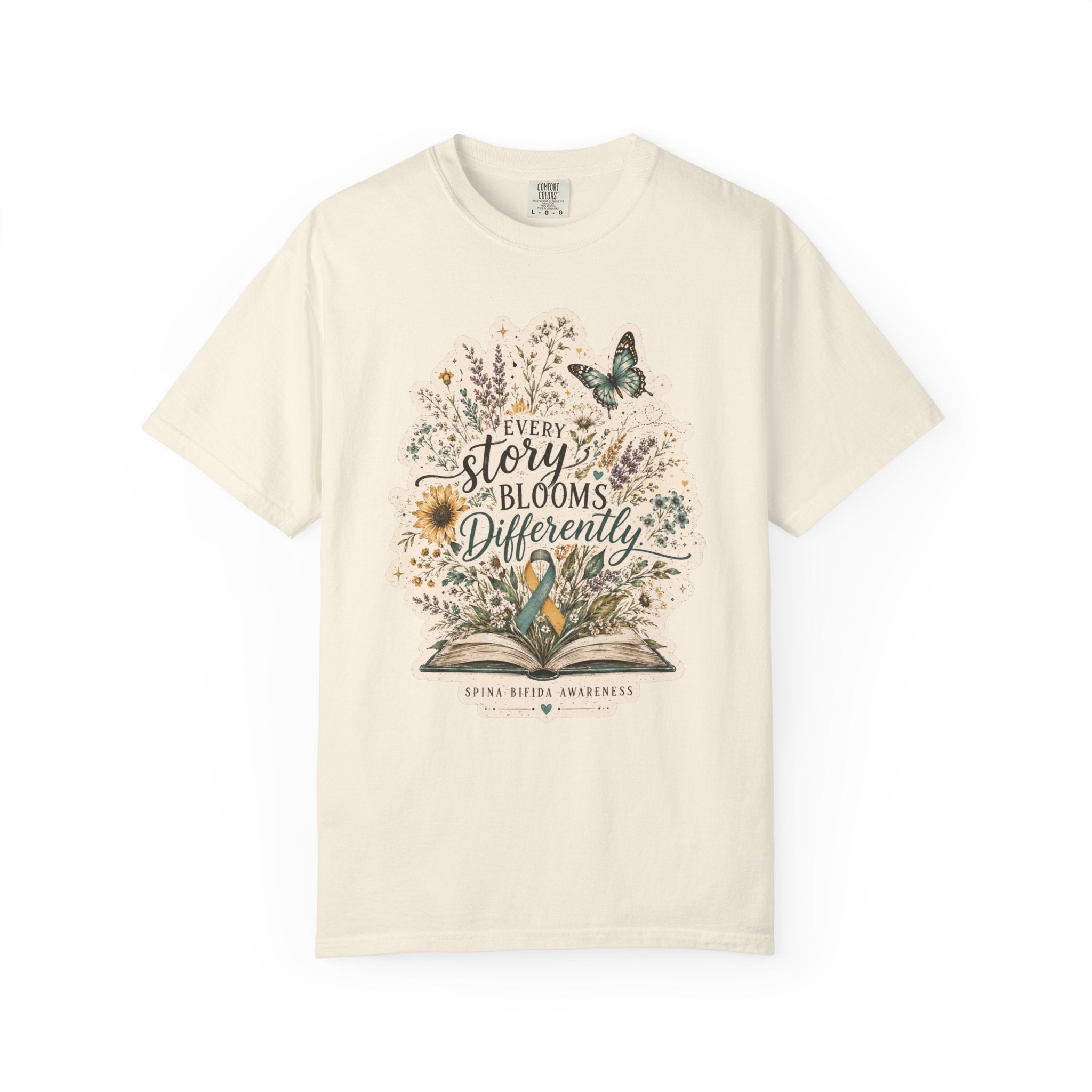 Every Story Blooms Differently T-Shirt — Spina Bifida Awareness