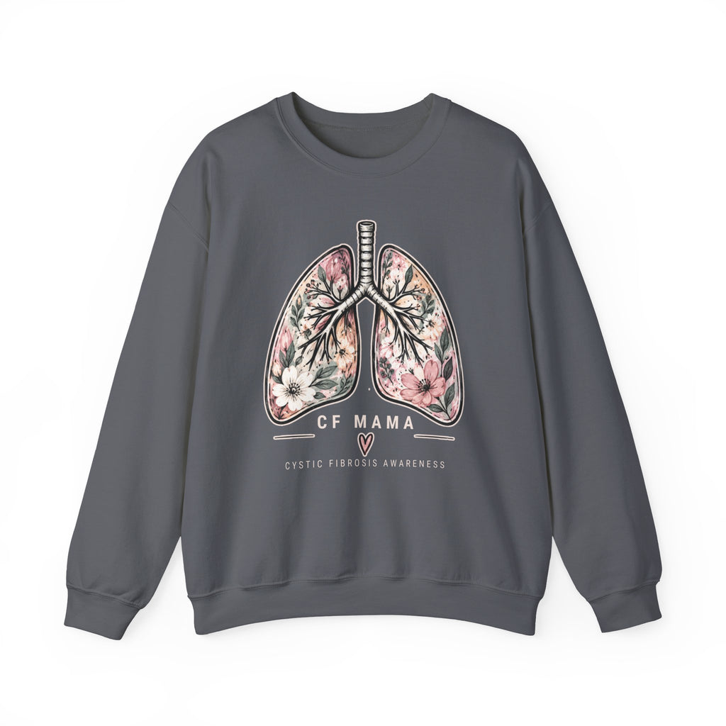 Lung Floral Crewneck Sweatshirt — CF MAMA Respiratory Awareness Pullover