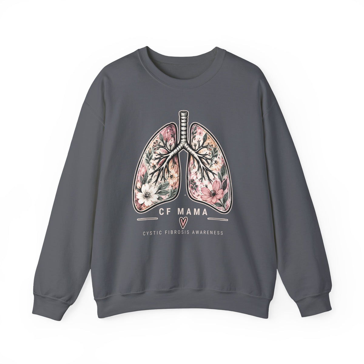 Lung Floral Crewneck Sweatshirt — CF MAMA Respiratory Awareness Pullover