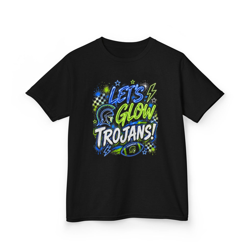 Kids Tee — 'Lets Glow Trojans' Neon Graffiti School Spirit Shirt