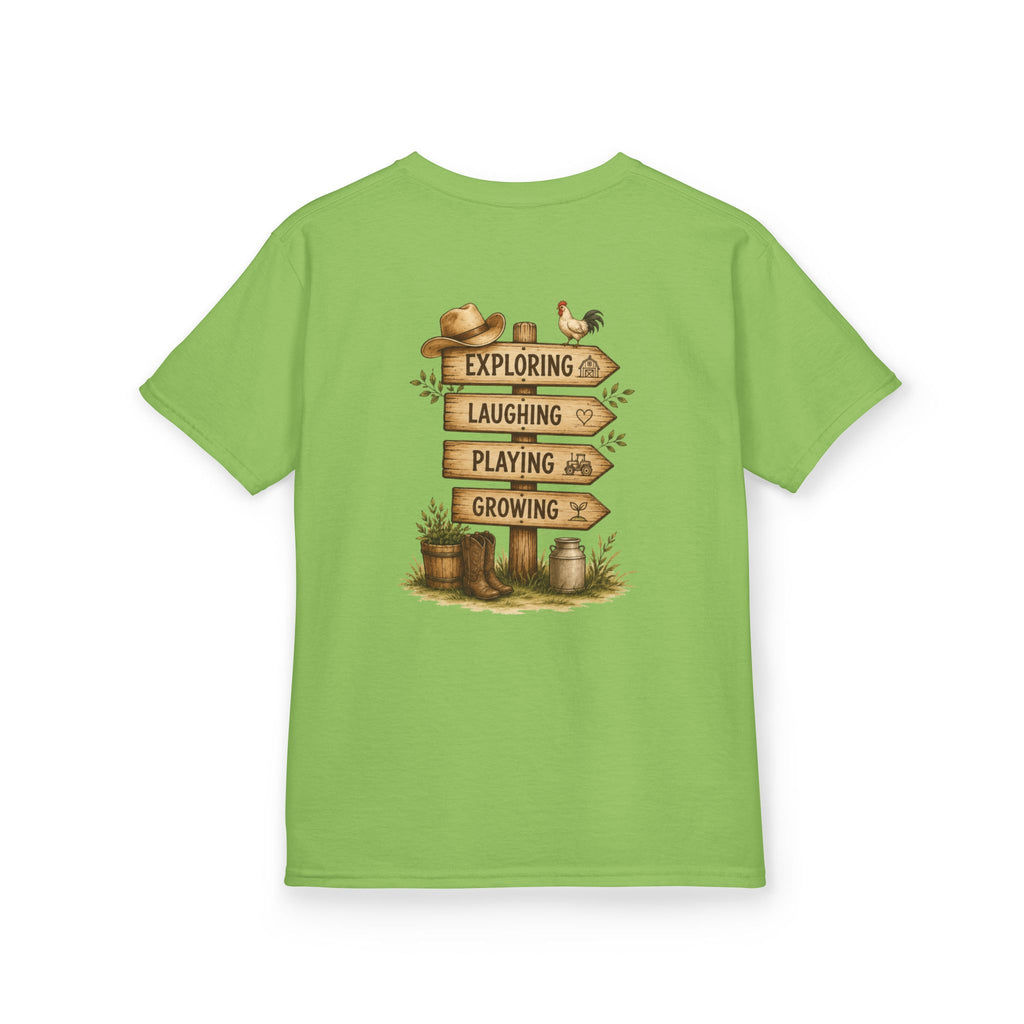 Kids Tee — "Grandkids Camp with Nannie & Papa" Rustic Farm Sign Tee