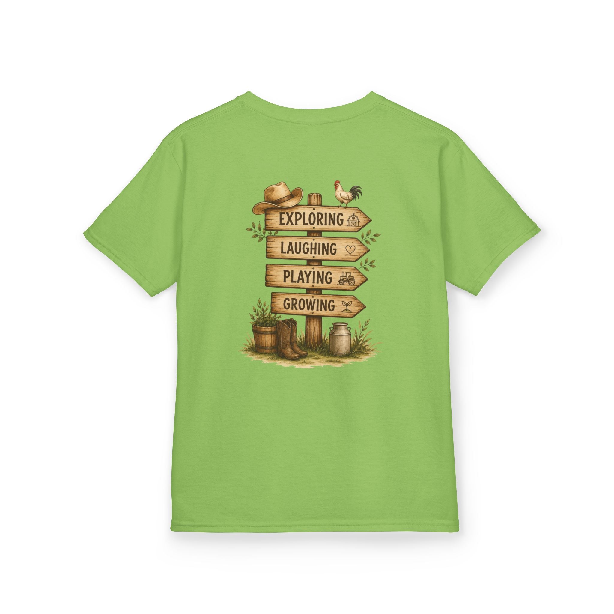 Kids Tee — "Grandkids Camp with Nannie & Papa" Rustic Farm Sign Tee