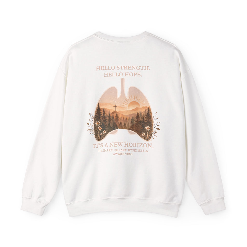 PCD Awareness Crewneck Sweatshirt — HELLO HOPE. NEW HORIZON.