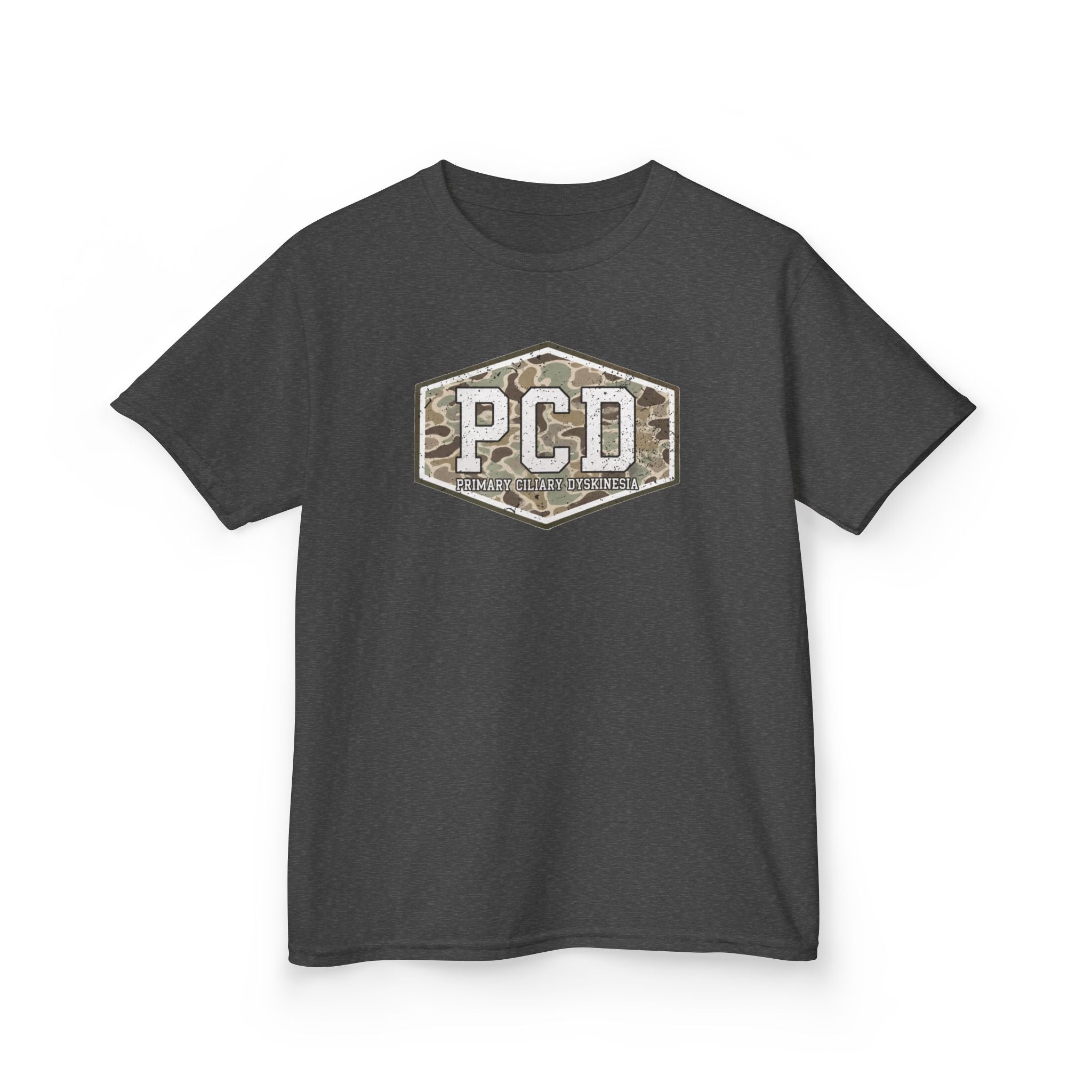 Youth PCD Camo Logo T-Shirt — Primary Ciliary Dyskinesia Awareness Tee