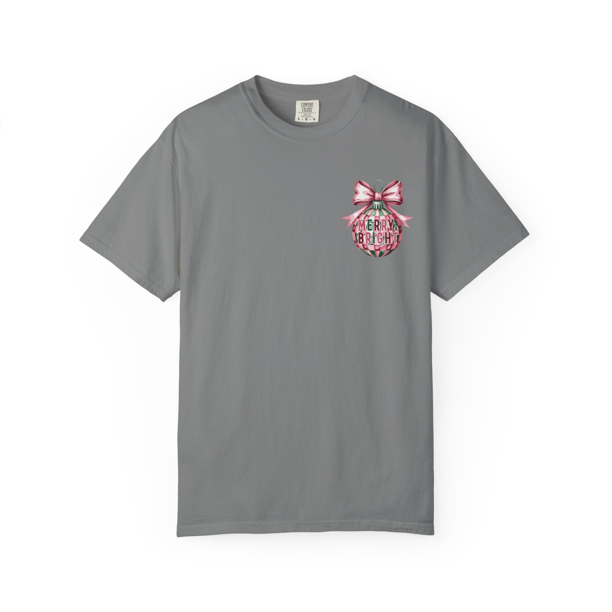 Holiday Patchwork Tee - "Merry & Bright" Graphic T-Shirt