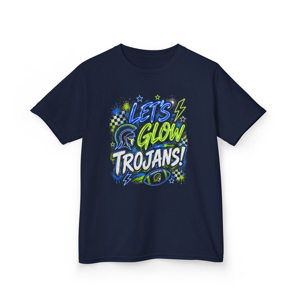Kids Tee — 'Lets Glow Trojans' Neon Graffiti School Spirit Shirt
