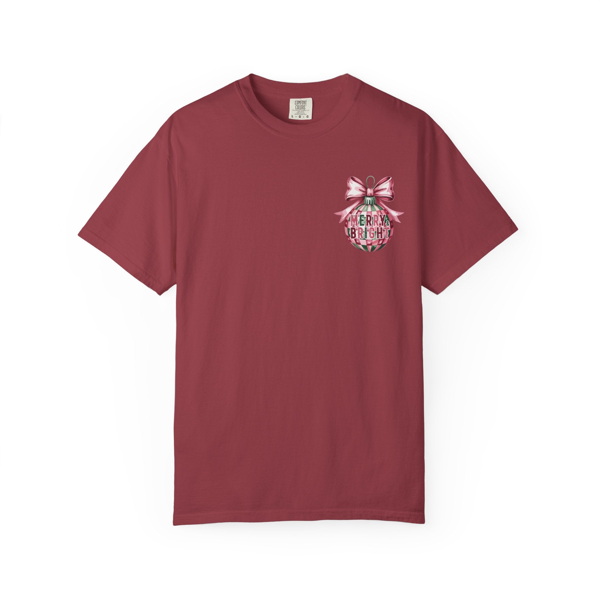 Holiday Patchwork Tee - "Merry & Bright" Graphic T-Shirt
