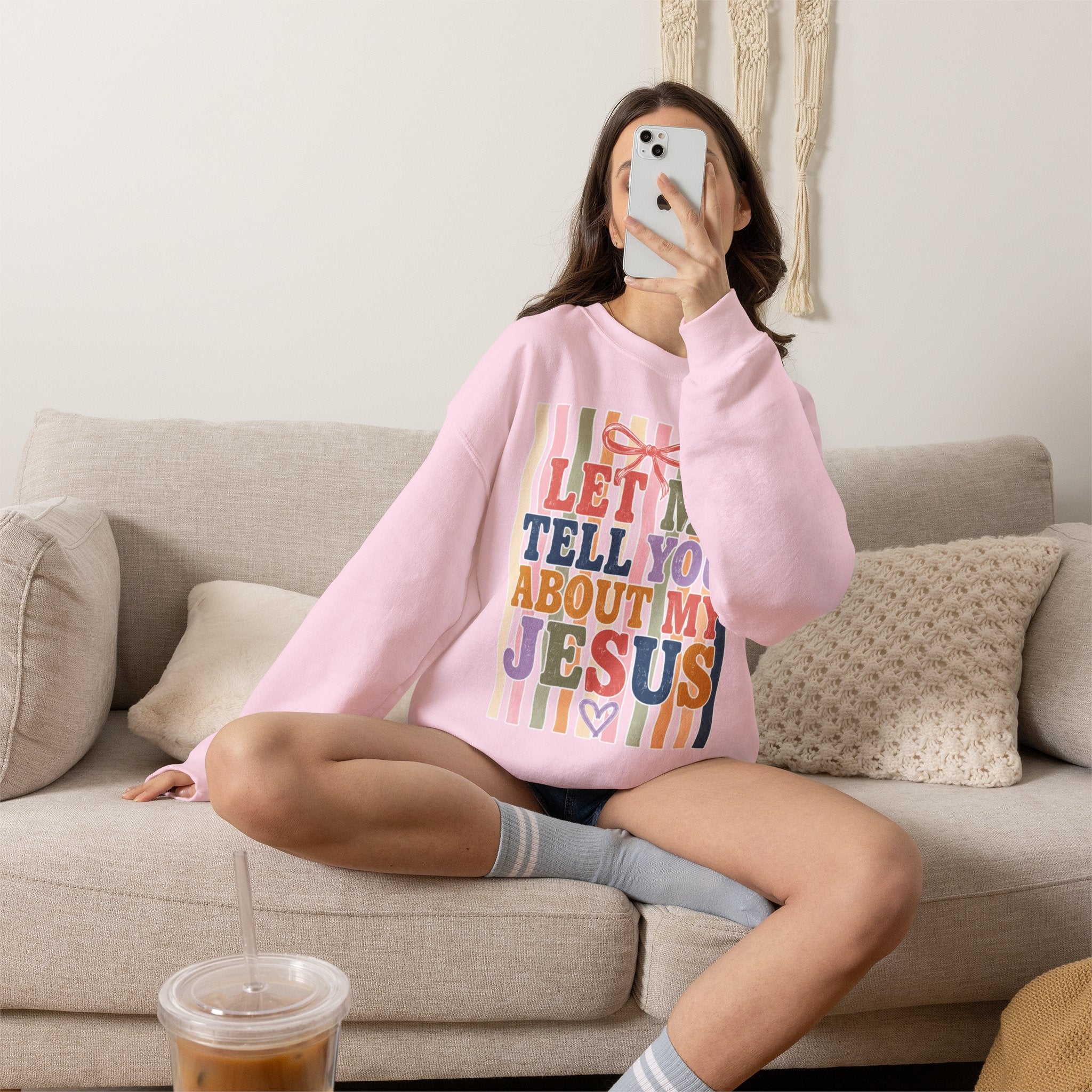 Let Me Tell You About My Jesus Sweatshirt — Colorful Christian Crewneck
