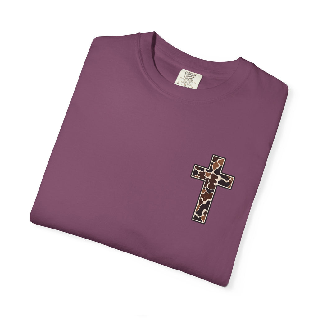 Christian Cross T‑Shirt — "I Can Do All Things Through Christ" Camouflage Design