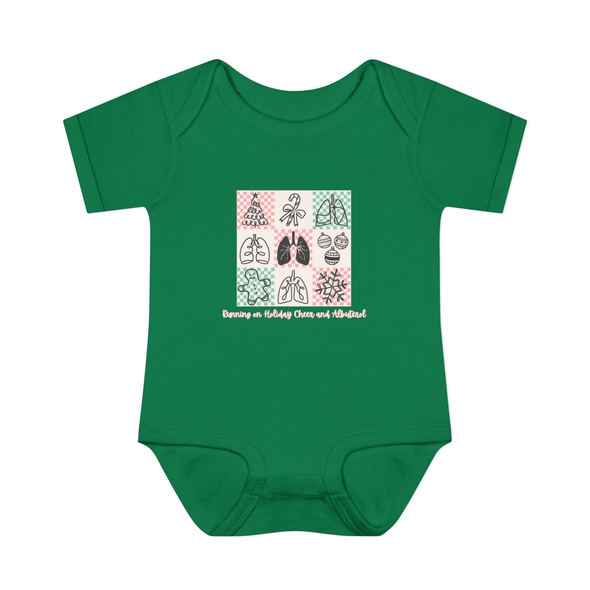 Infant Onesie Running on Holiday Cheer and Albuterol