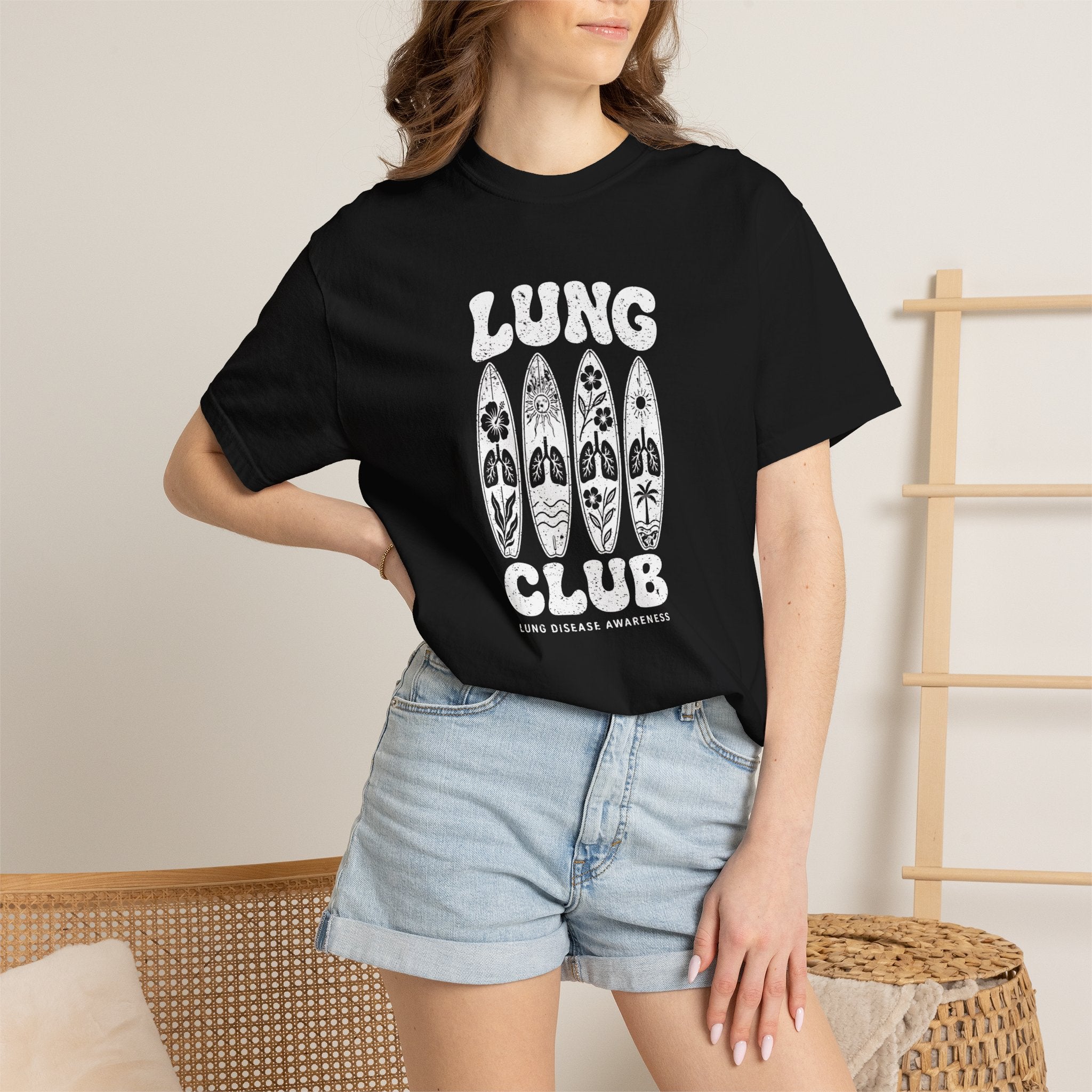 Surfboard 'Lung Club' Graphic T-Shirt — Retro Beach Vibe Tee