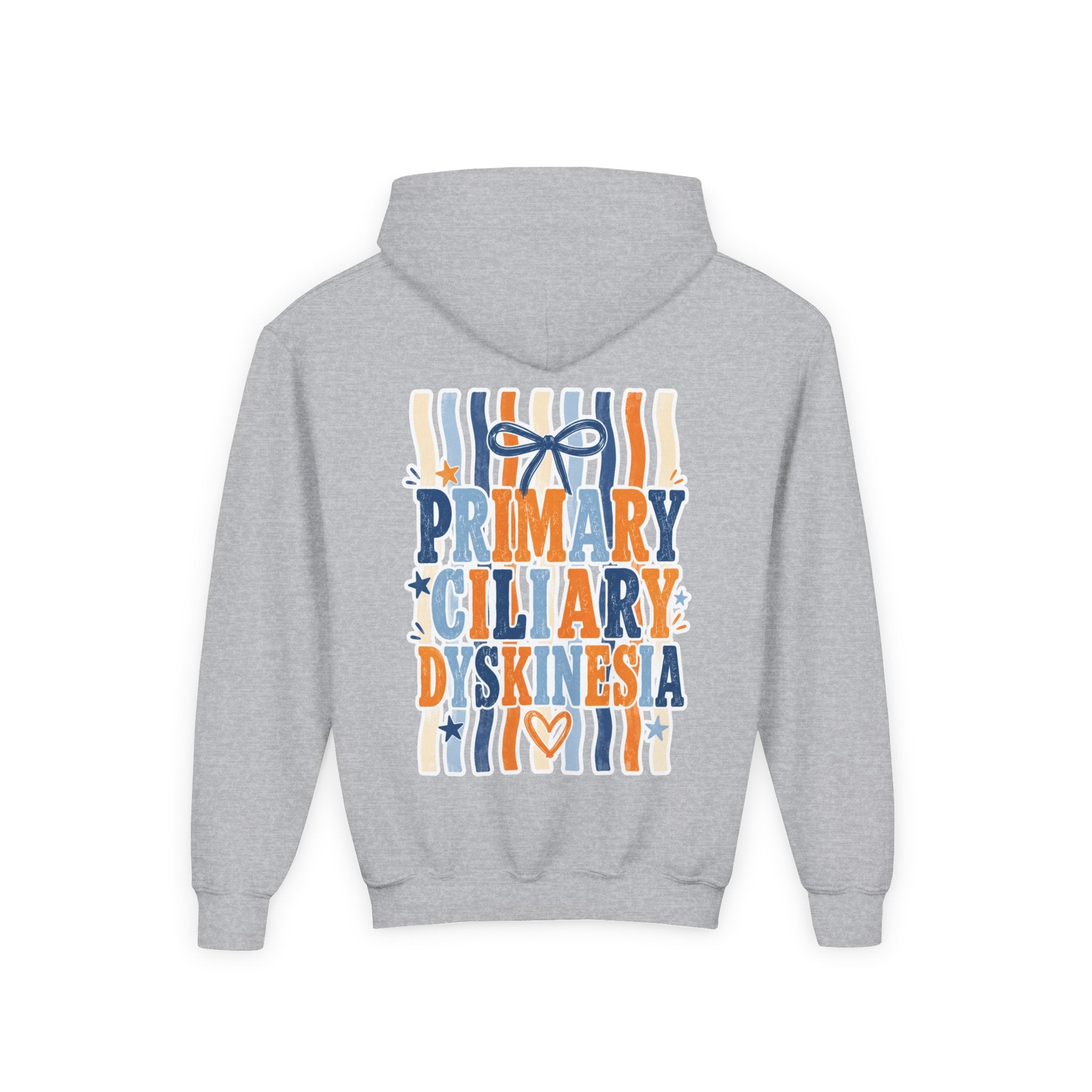 The Jentri- Youth Hoodie - "Primary Ciliary Dyskinesia" Awareness Pullover (Blue & Orange Ribbon Design)