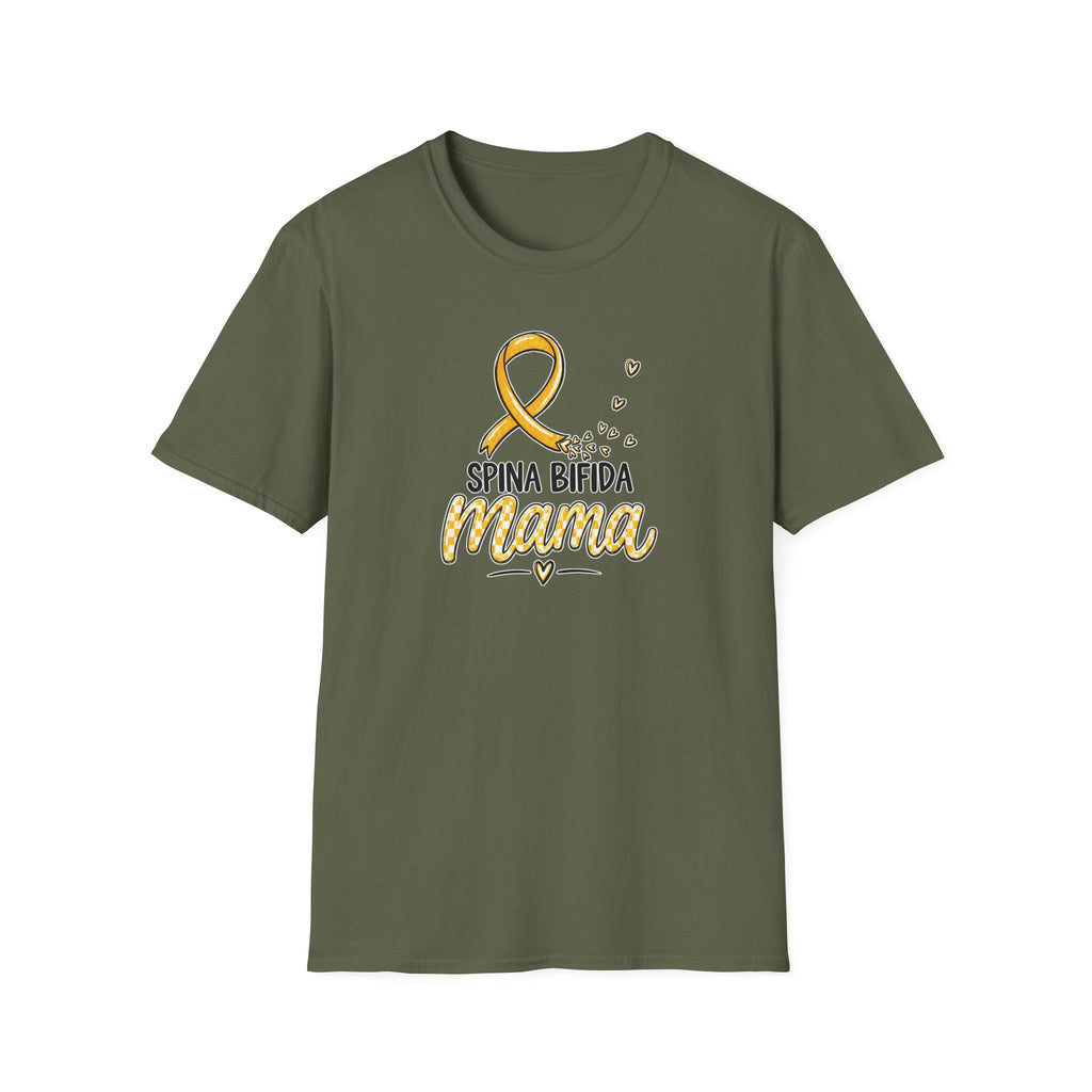 Spina Bifida Mama T-Shirt — Gold Awareness Ribbon Mom Tee