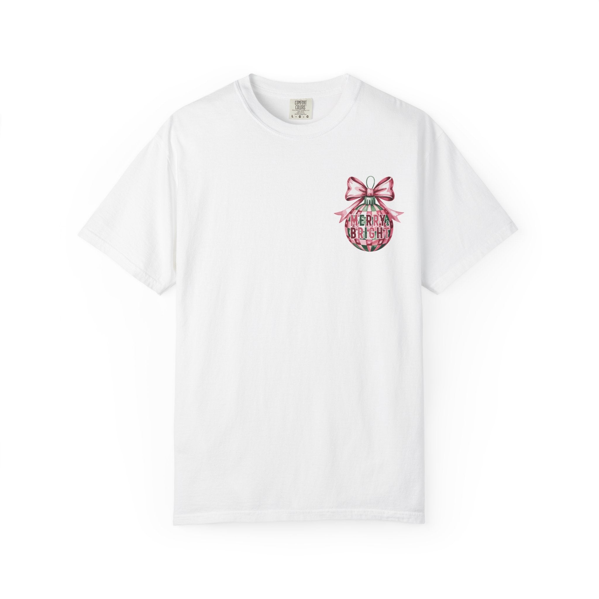 Holiday Patchwork Tee - "Merry & Bright" Graphic T-Shirt