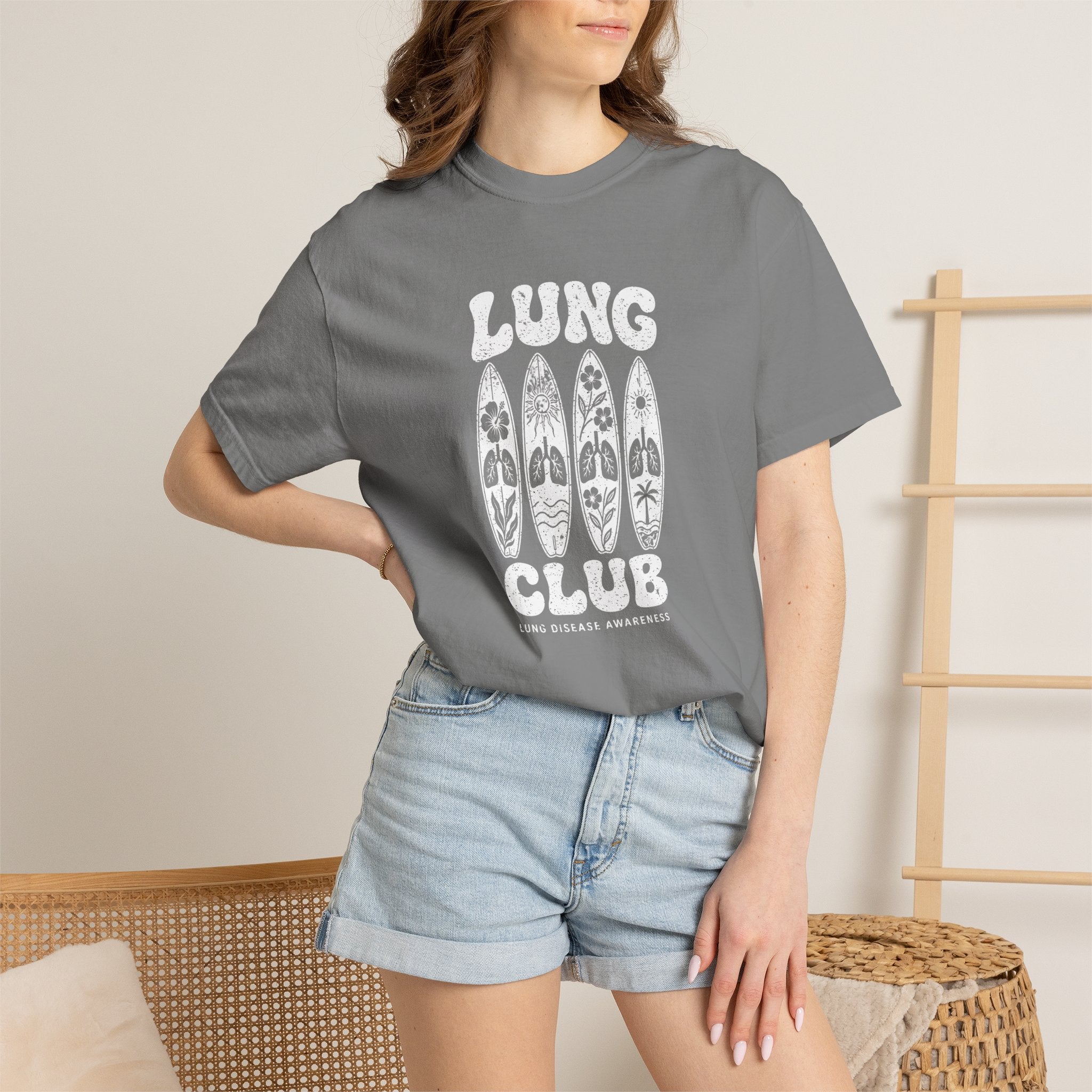Surfboard 'Lung Club' Graphic T-Shirt — Retro Beach Vibe Tee