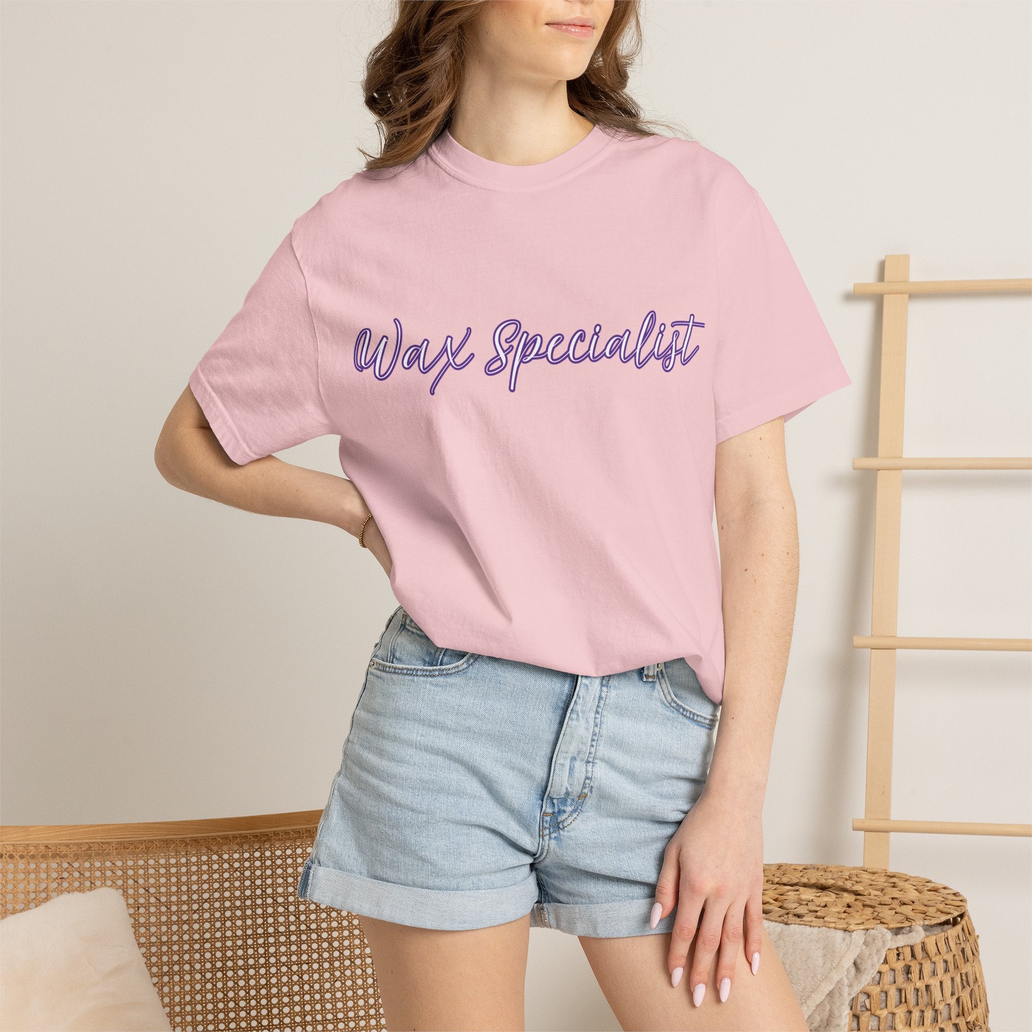 Wax Specialist T-Shirt — Lavender Script Tee