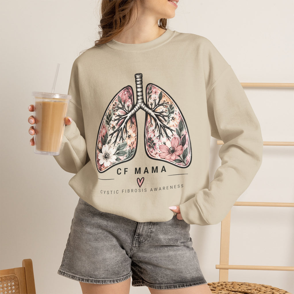 Lung Floral Crewneck Sweatshirt — CF MAMA Respiratory Awareness Pullover