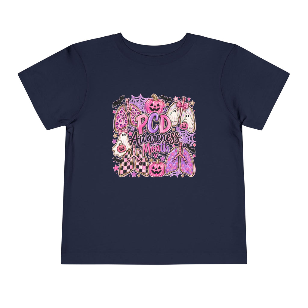 Toddler Tee — "PCD Awareness" Pink Halloween Lungs Design
