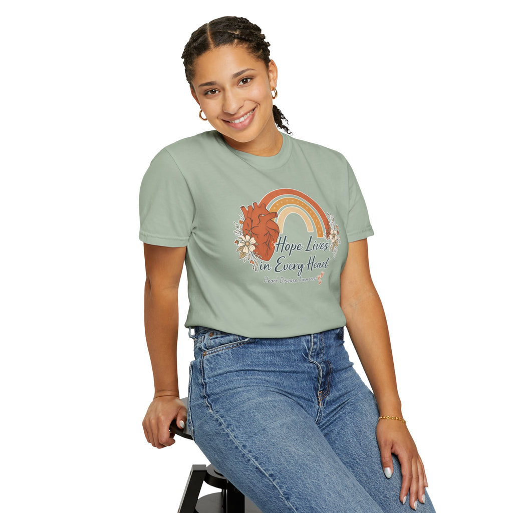 Hope Lives in Every Heart T-Shirt — Heart Disease Awareness Rainbow Tee