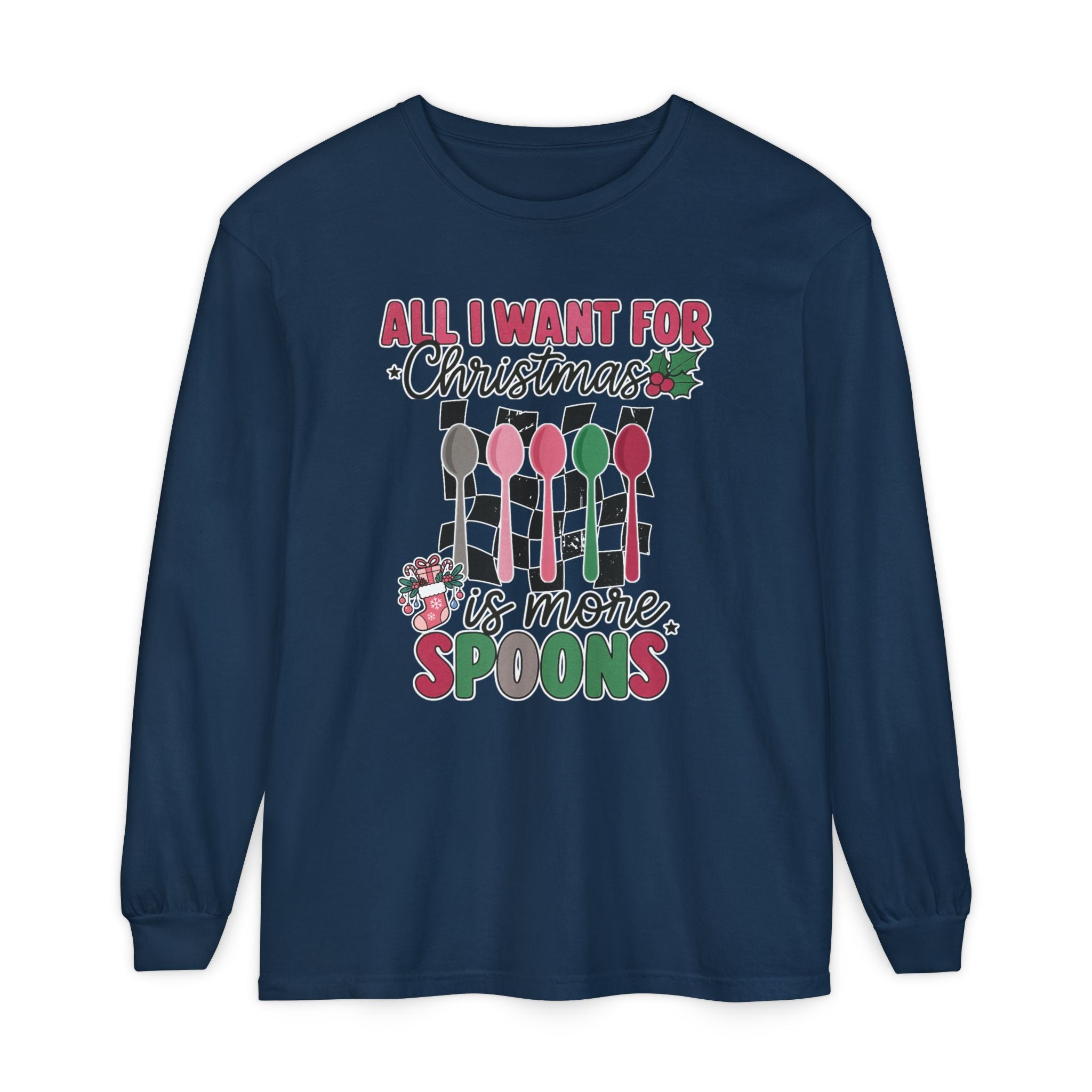 Christmas 'All I Want For Christmas Is More Spoons' Long Sleeve Tee