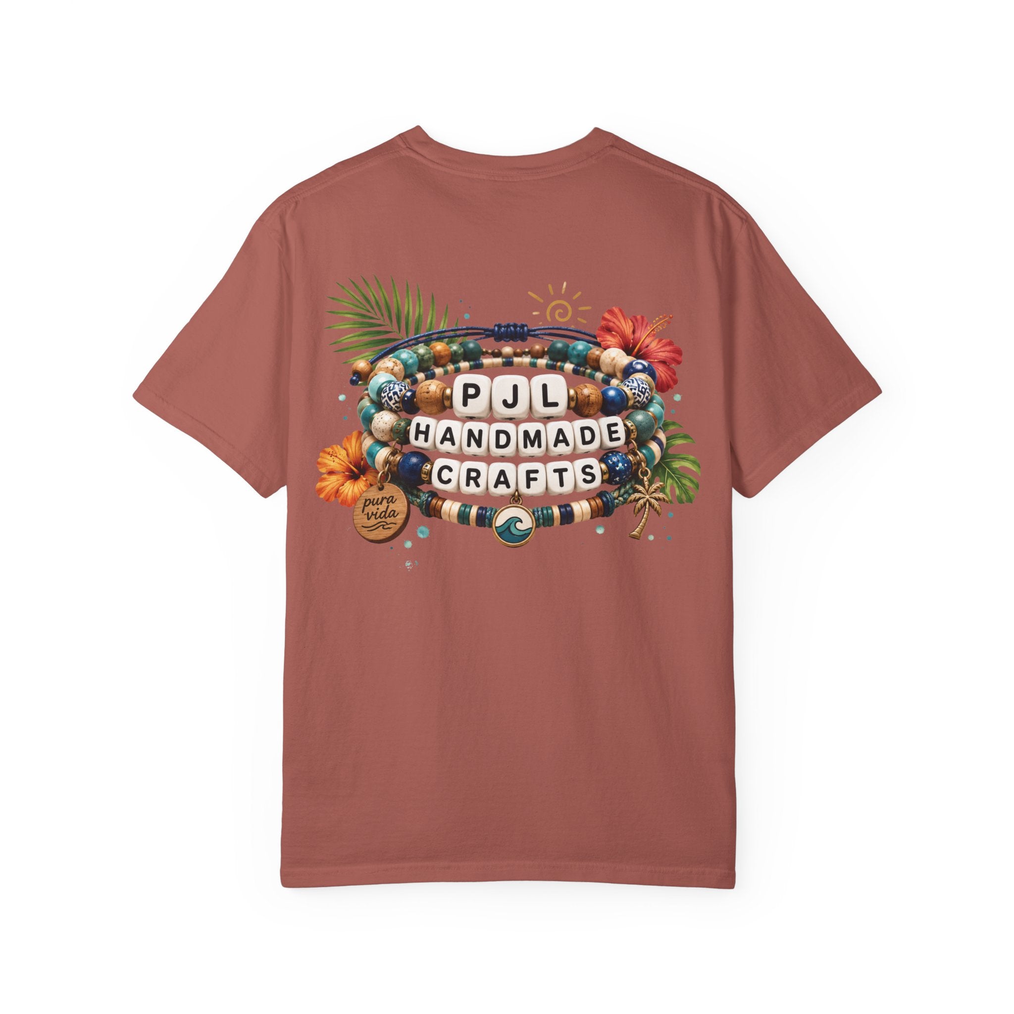 PJL Handmade Crafts Beaded Logo T-Shirt