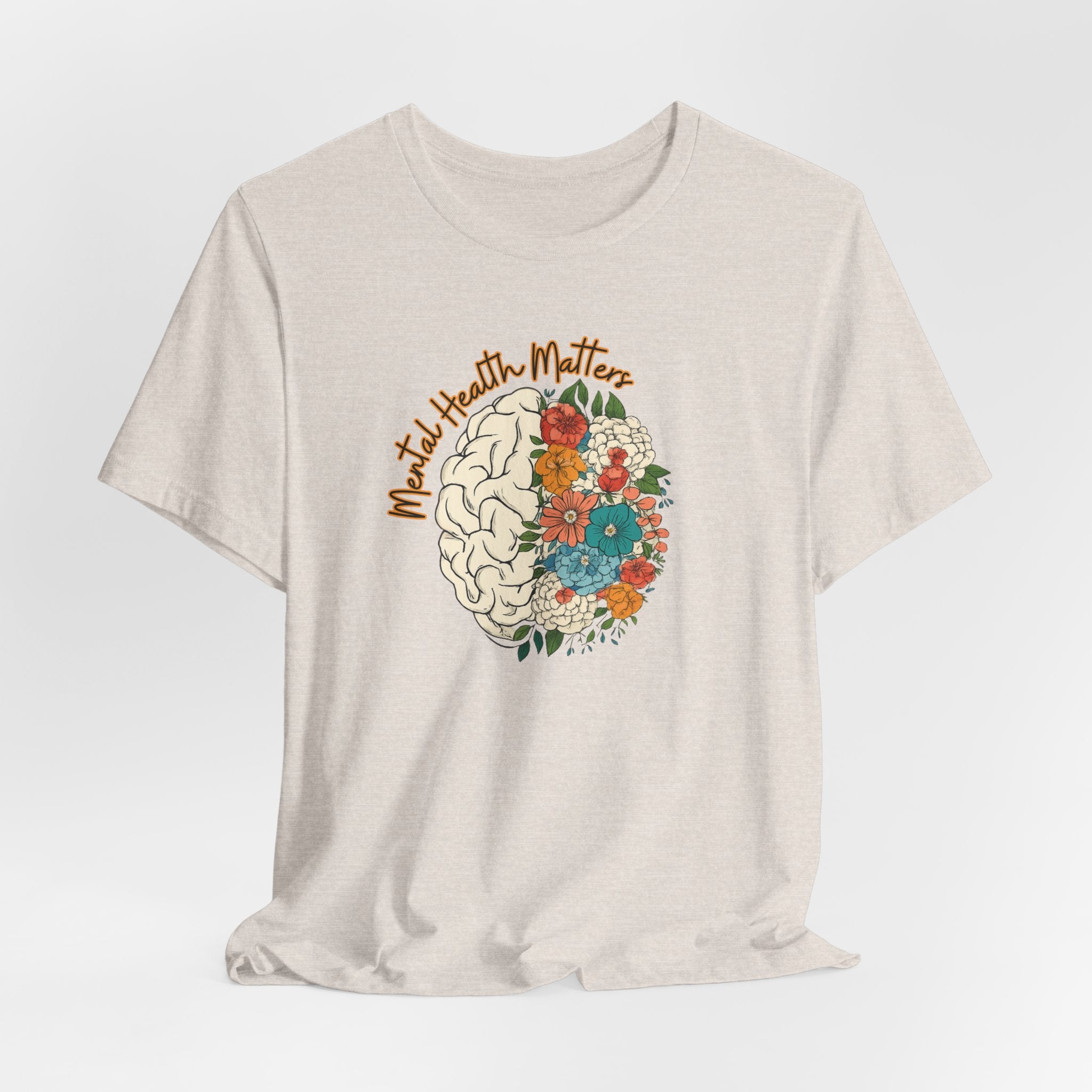Mental Health Matters T-Shirt — Floral Brain Awareness Tee