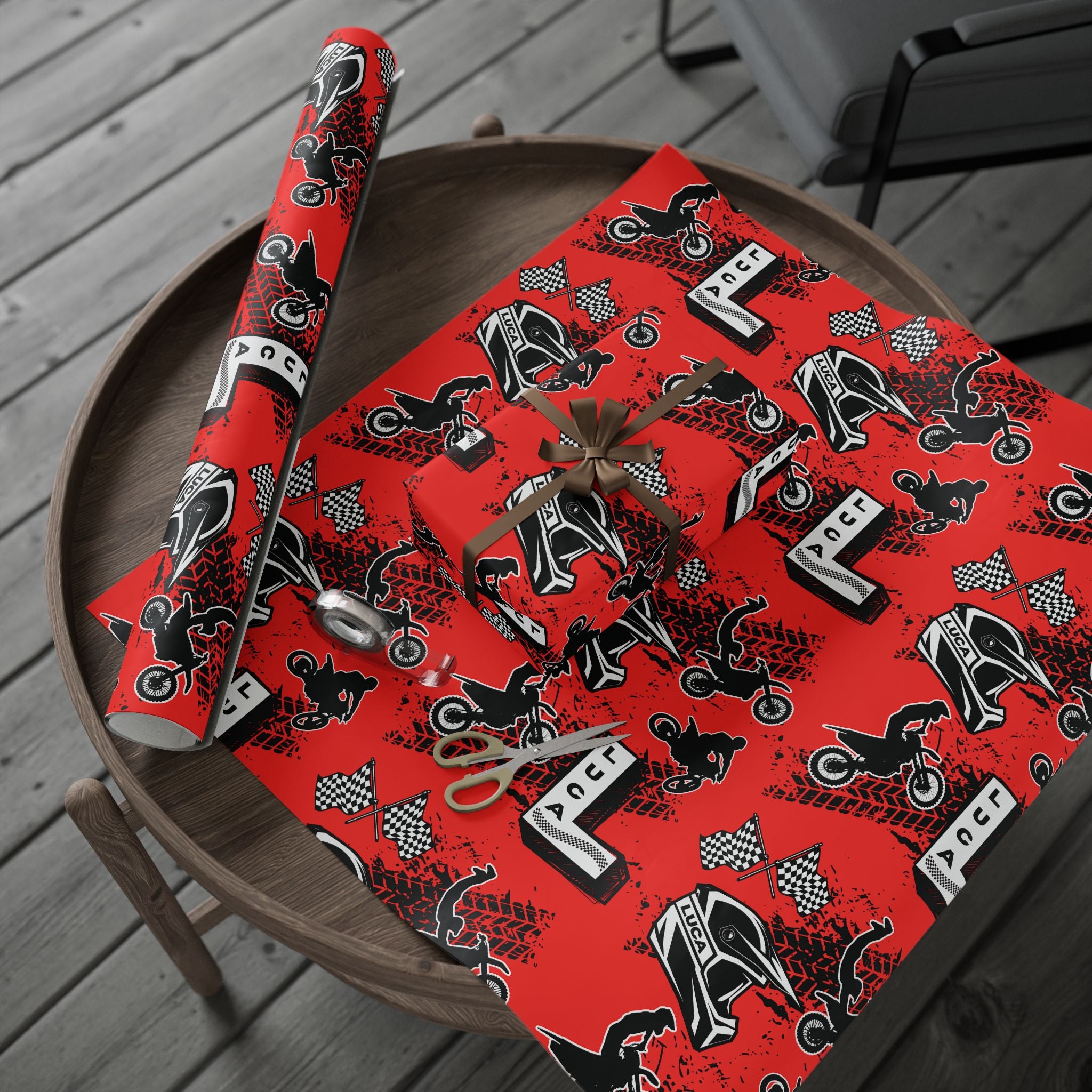 LUCA Motocross Wrapping Paper — Dirt Bike Gift Wrap for Motocross Fans