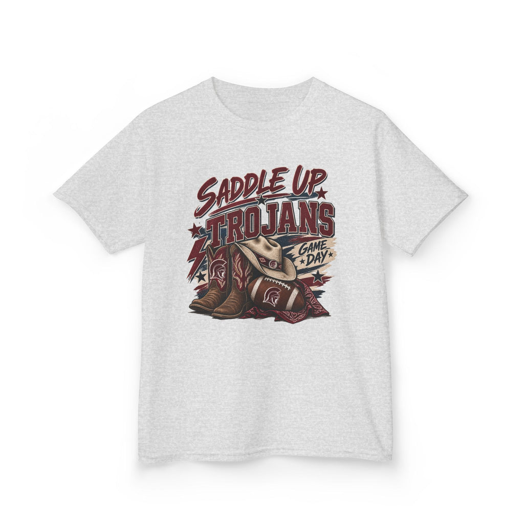 Kids Tee — "Saddle Up Trojans" Football Game Day Shirt