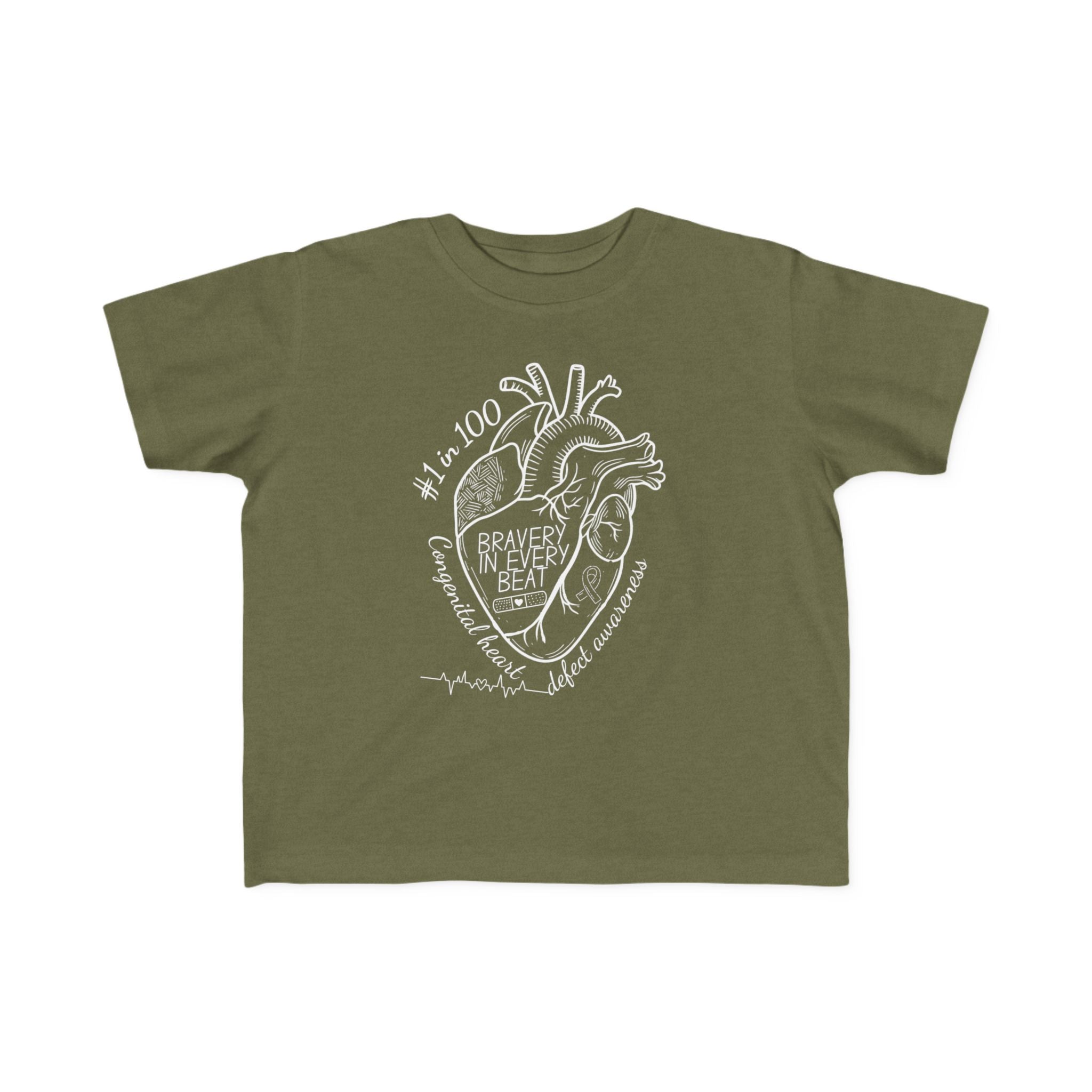 Toddler Tee — 'Bravery in Every Beat' CHD Heart Graphic