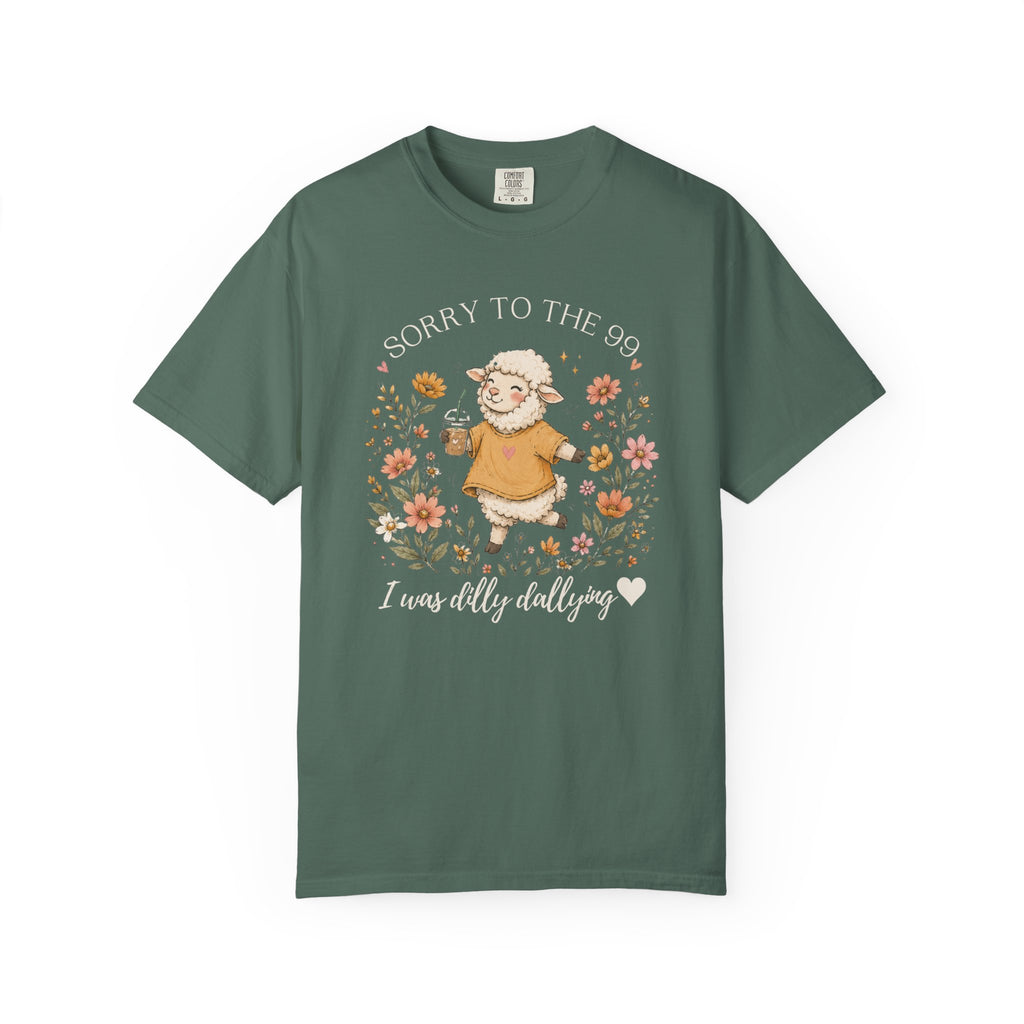 Christian Sheep T-Shirt — "Sorry to the 99, I was dally dallying"