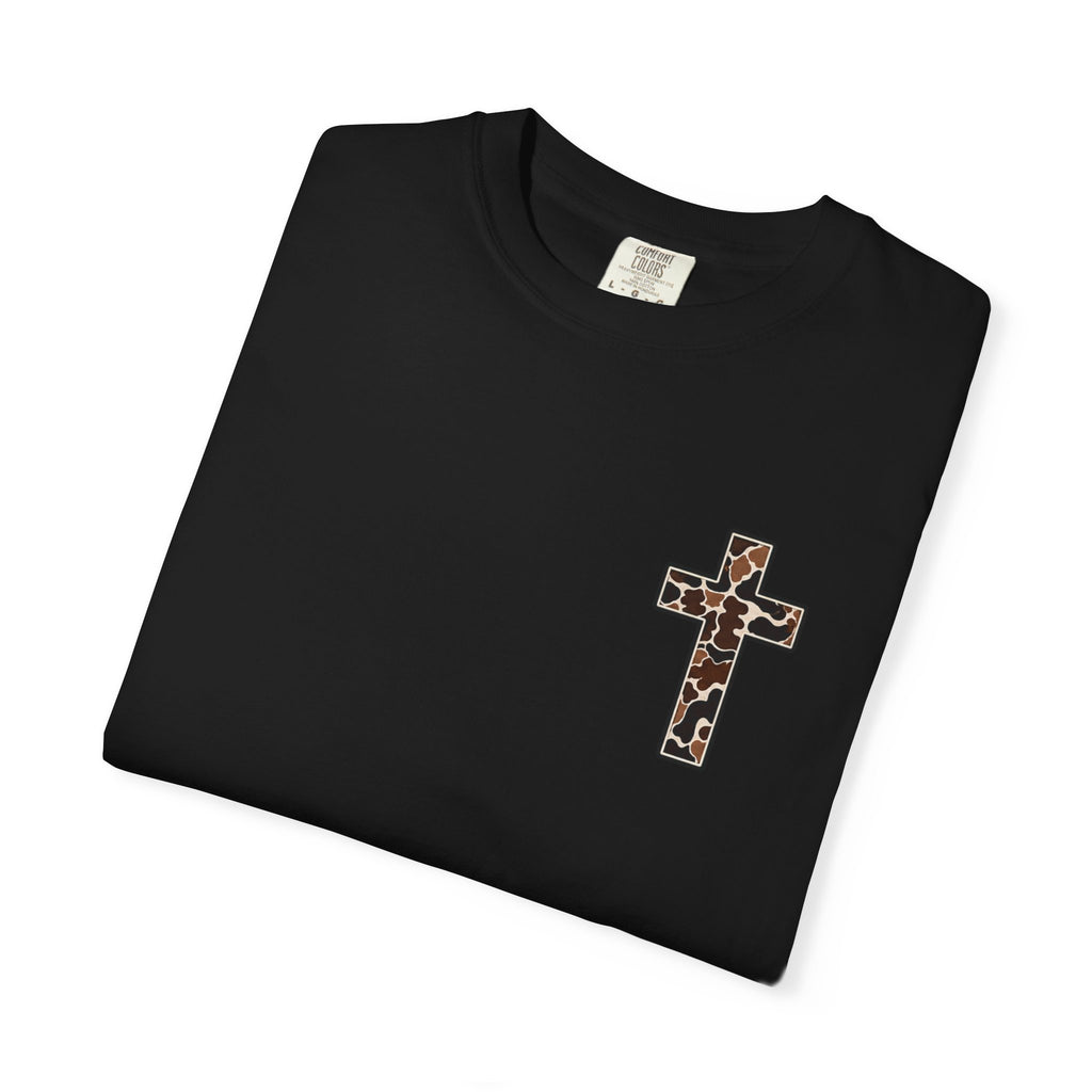 Christian Cross T‑Shirt — "I Can Do All Things Through Christ" Camouflage Design