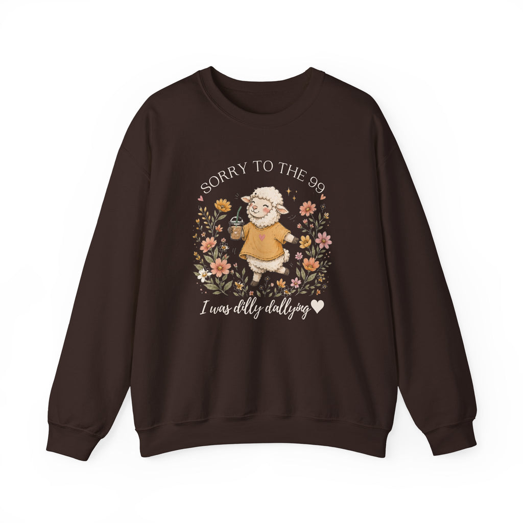 Christian Sheep Crewneck Sweatshirt - "Sorry to the 99% I was Dilly Dallying" Floral Design