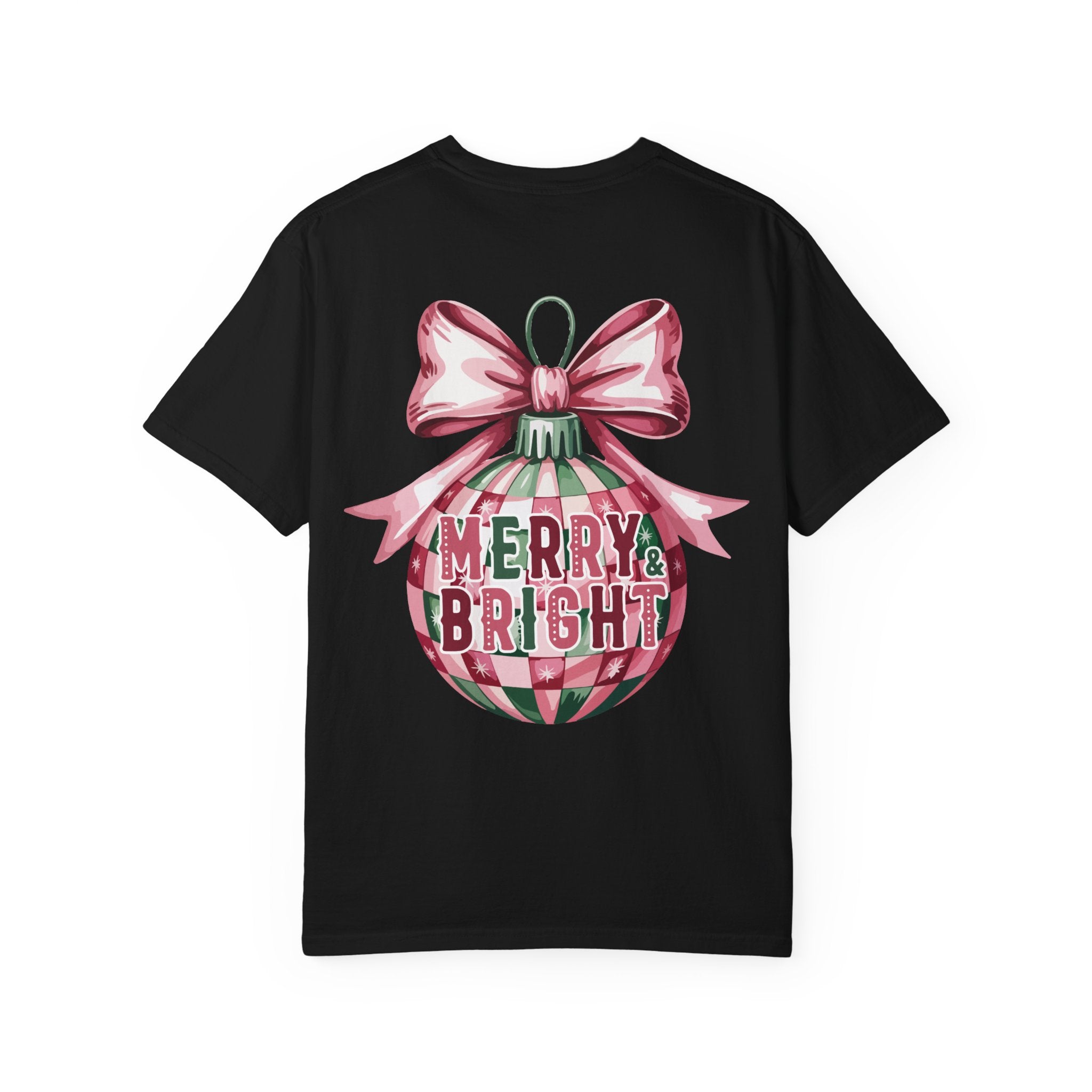 Holiday Patchwork Tee - "Merry & Bright" Graphic T-Shirt