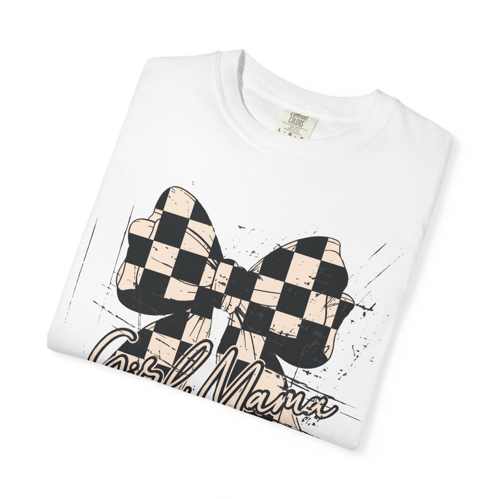 Girl Mama-Distressed Checkered Coquette Tee