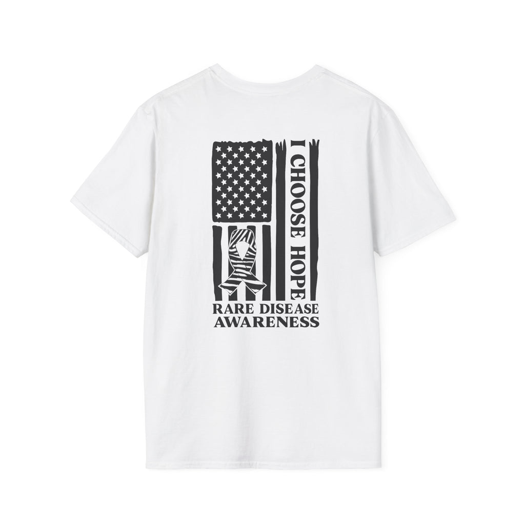 Rare Disease Awareness T-Shirt — "I Choose Hope" American Flag Ribbon