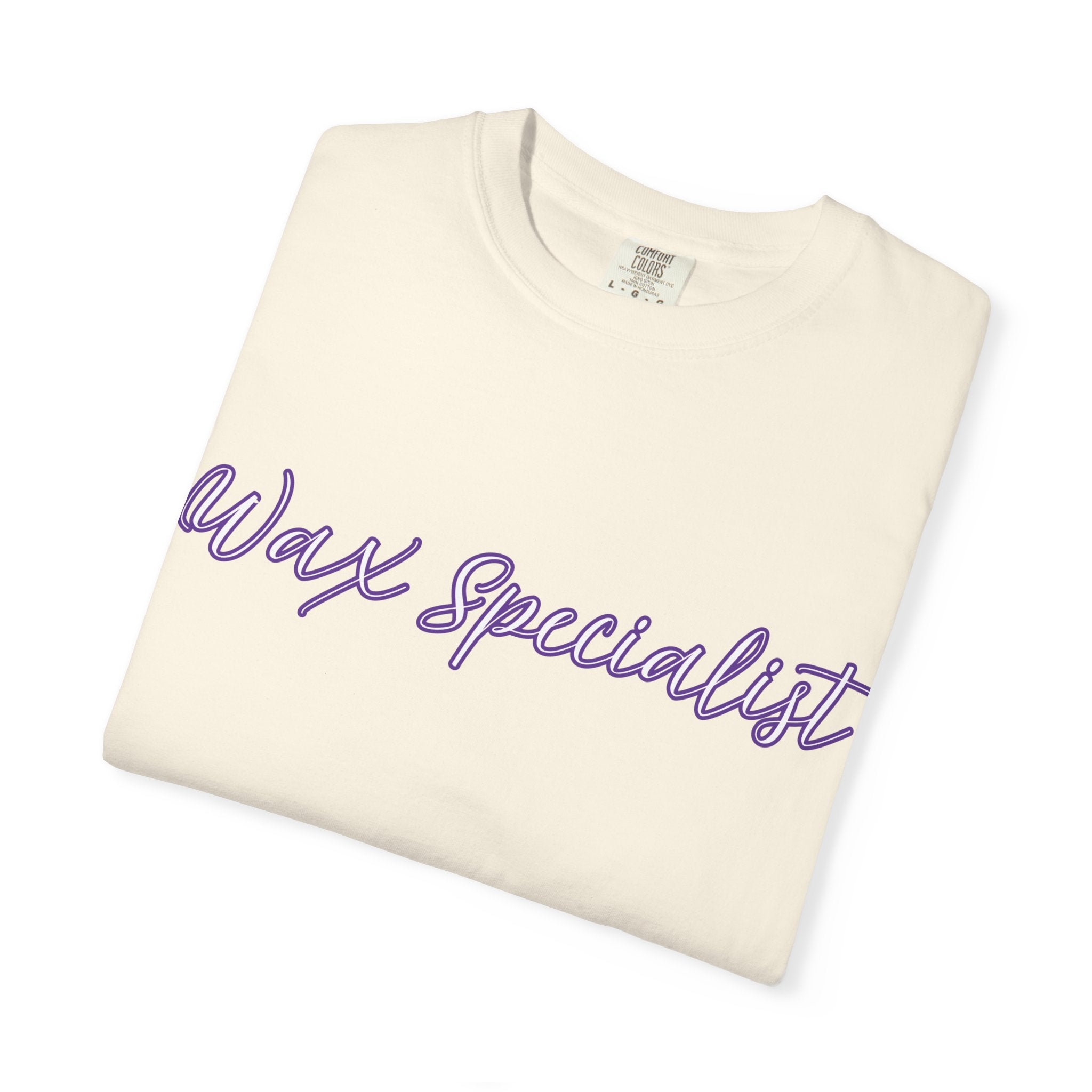 Wax Specialist T-Shirt — Lavender Script Tee